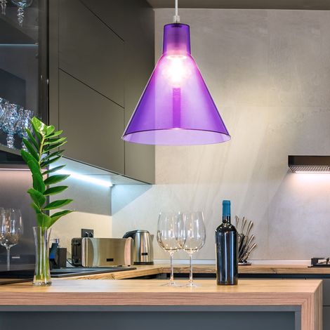 Hänge Leuchte Decken Pendel Lampe Ess Zimmer Beleuchtung Acryl lila
