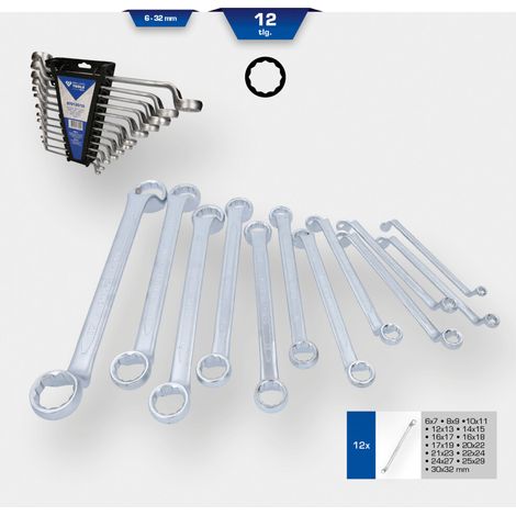 Brilliant Tools Doppel-Ringschlüssel-Satz, gekröpft, 12-tlg (1/5)