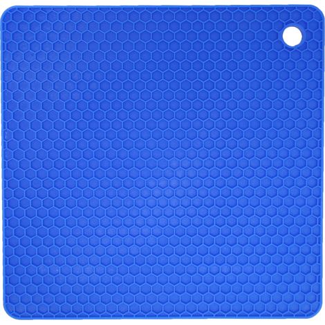 Tapis en silicone antidérapant et isolant thermique, forme carrée épaisse pour bol à cire, bleu foncé (1/5)