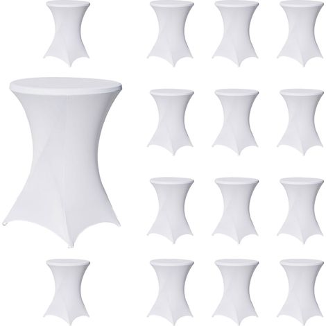 15x Stehtischhusse Tischdecke Husse Partytisch Bistrotisch Decke 60cm Weiß (1/5)