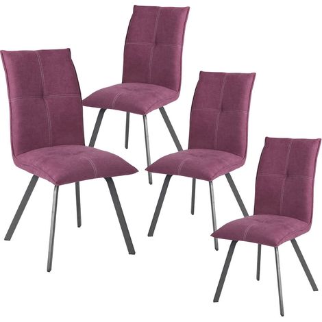 BISPO - Lot de 4 Chaises Tissu Coloris Violet (1/5)