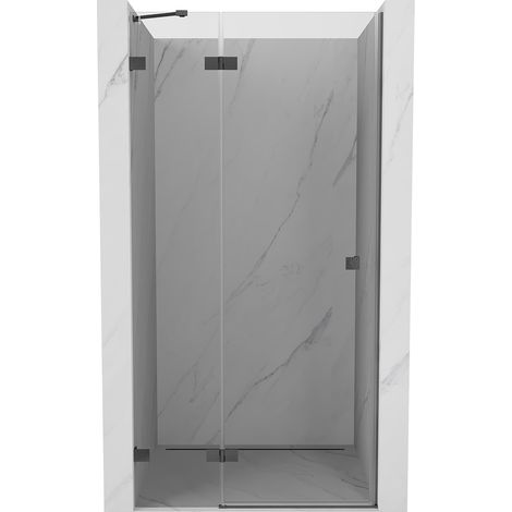 Mexen Lunar porta doccia a battente sinistra 100 cm, trasparente, grigio scuro spazzolato - 834-100-000-66-00-L (1/5)