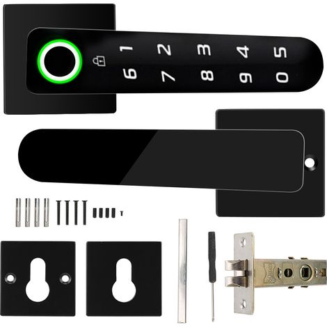 Serrure connectée intelligente Serrure électronique à empreinte digitale et clavier tactile en alliage de zinc sans perçage (1/5)