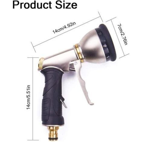 Tuyau D'arrosage Pistolet, Pistolet De Pulvérisation Buse, De Jardin en Métal Connecteur pour Tuyau, 9 Modèles Ajustables Tuyaux Souples Connecteurs H758 (1/4)
