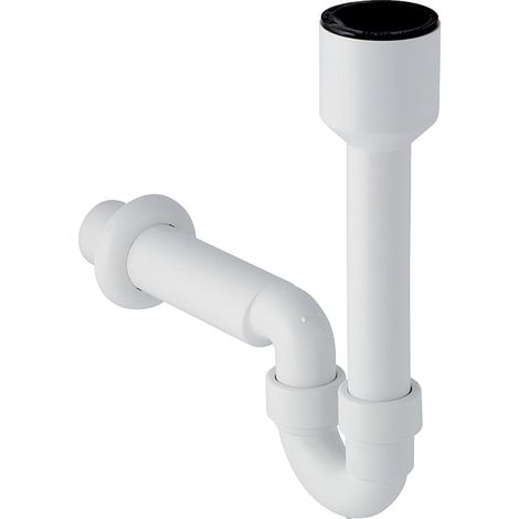 Geberit Siphon Rohrbogengeruchsverschluss für Ausgussbecken, Wandrosette, Abgang horizontal Außendurchmesser 50mm, Alpinweiß (1/5)