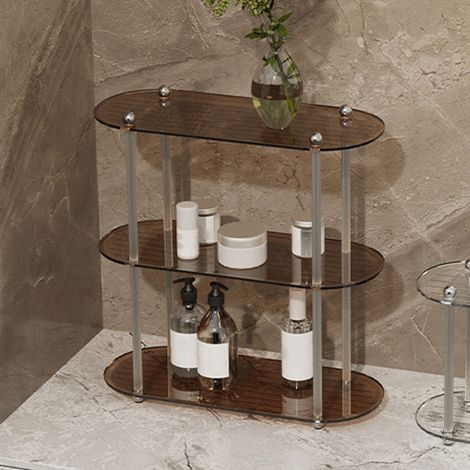 Étagère décorative simple à 3 niveaux, amovible, pour bureau, chambre ou salle de bain, grise (1/5)