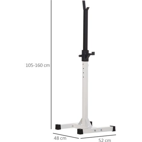 Support haltères réglable 105-160 cm, lot de 2, pieds caoutchouc antidérapants, rangement pour poids, capacité 150 kg, équipement de musculation (1/5)