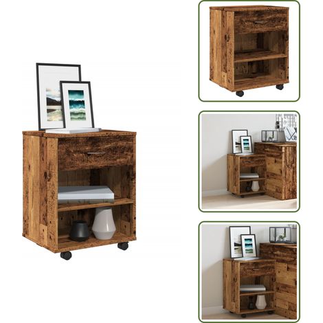 Rollcontainer Altholz-Optik 46x36x59 cm Holzwerkstoff - Rollschrank - Rollschränke - Rollcontainer - Schreibtischcontainer (1/5)
