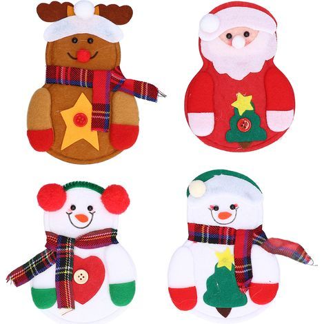 Kit DIY 8 pièces en feutrine de Noël pour décorations de sapin, chaussettes et cheminée - Bonhomme de neige délicat (1/5)