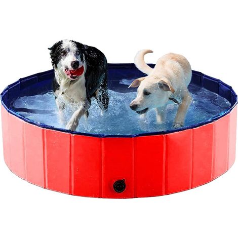 ZOLGINAH Piscina plegable para perros, bañera portátil, lavabo de ducha, piscina infantil para animales grandes y pequeños, para exteriores o interiores (rojo 80 x 30) (1/5)