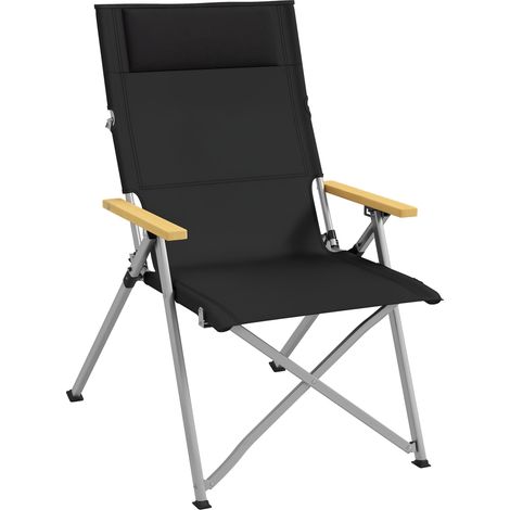 Beyamis Faltbarer und tragbarer Camping-Angelstuhl, verstellbare Rückenlehne, gepolsterte Kopfstütze, 74 x 59,5 x 98 cm, schwarz