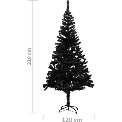 Sapin de Noël Noir artificiel 210 X 120 cm et pied support pour un Noël original. (1/5)