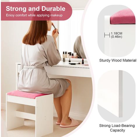 Vanity Stool Comfortable Dressing Table Stools Simple Padded Stool Chair for Dressing Table Bedroom Makeup Stools Suitable for Bedroom Piano Piano Pink 45 45 28.6 (1/5)