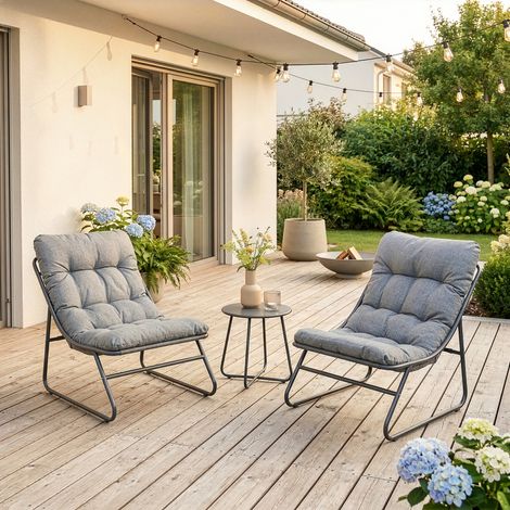 Salon de jardin 3 pièces Malmö acier gris foncé casa.pro (1/5)