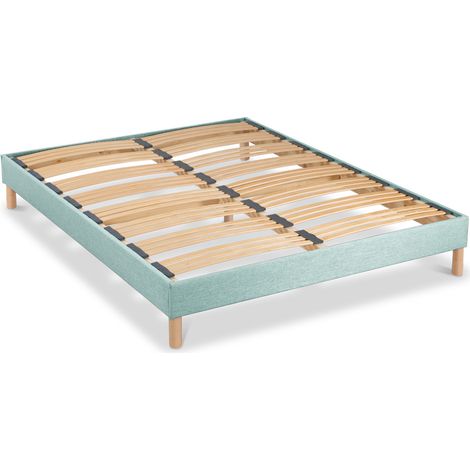 BELLECOUR LITERIE Sommier à lattes en bois LUMIERE 140x190 cm Coloris Vert pastel Livré en kit (1/4)