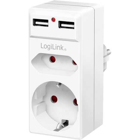 LogiLink PA0276  Anschlussdose  mit USB-Ladeausgang, erhöhter Berührungsschutz, Überspannungsschutz (1/5)