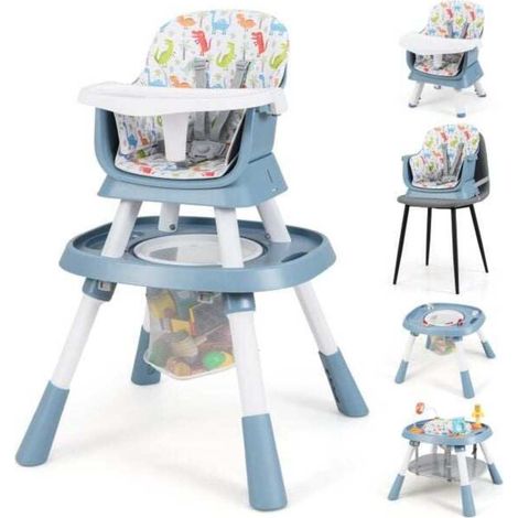 Bébé de 6 mois à 3 ans, chaise haute convertible facile à ajuster avec siège rotatif 360° et plateau double face (1/5)