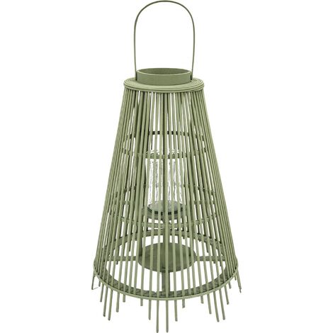 Lantern farol décoratif vert en bois et verre pour ambiance chaleureuse - vert pastel bois de paulownia (1/3)