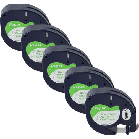 vhbw 5x Label Tape Paper Replacement for Dymo 91200, S0721520 for Label Printer 4m x 12 mm, Black on White (1/4)