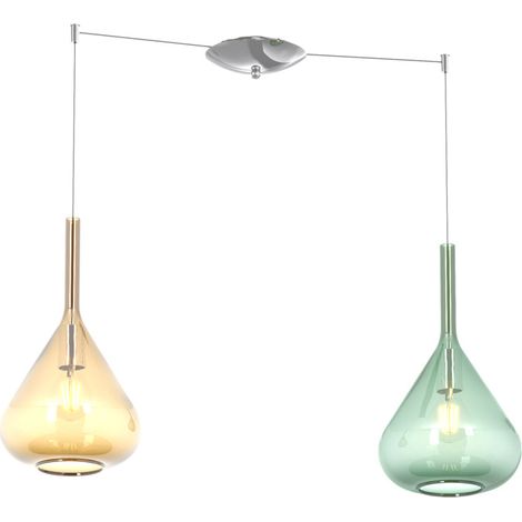 Sospensione Contemporanea Kona Metallo Cromo Vetro Multicolor 2 Luci E27 (1/3)