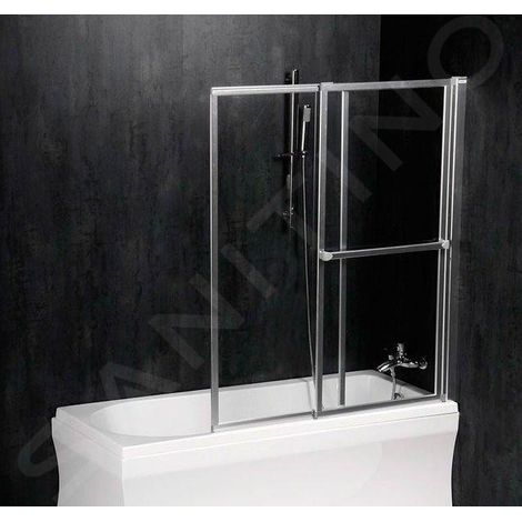 Polysan Olbia - Paroi de baignoire pneumatique 1230 mm, aluminium poli/verre clair 30317 (1/5)