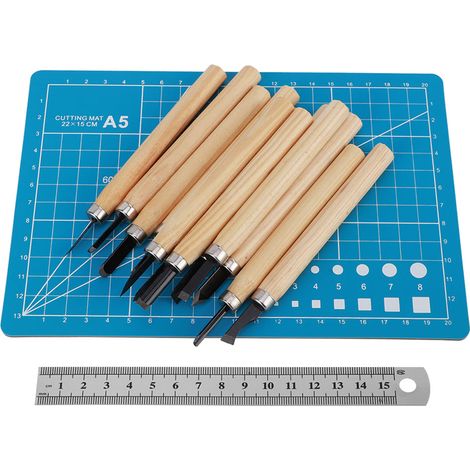 Holzbearbeitungs-Schnitzwerkzeuge, Gravierstichel, hohe Härte, verschleißfestes Messer, Displayständer-Set D2 (1/5)