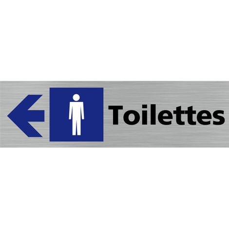 Pictogramme TOILETTES HOMMES FLECHE VERS LA GAUCHE (Q0415).- Plaque aluminium brossé - (1/5)
