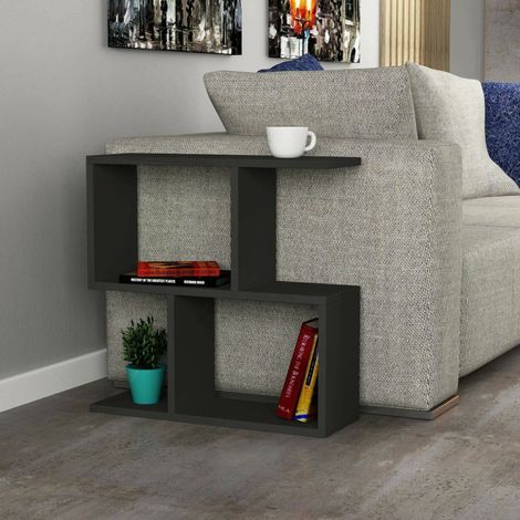 Dmora - Wohnzimmertisch Polyh, Niedriger Wohnzimmertisch, Kaffeeregal, Couchtisch für Sofa, 60x20h60 cm, Anthrazit, mit verstärkter Verpackung (1/3)
