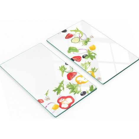 Taglieri da cucina in vetro con grafica di insalata di verdure, 2x30x52 cm (1/5)