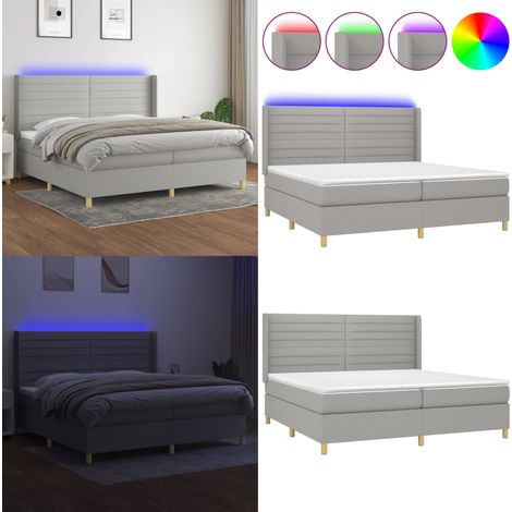 Sommier à lattes de lit matelas LED Gris clair 200x200 cm Tissu - Sommier Tapissier - Lit Plateforme - Lit Avec Rangement - Lit Design - Lit Moderne - Home & Living (1/5)