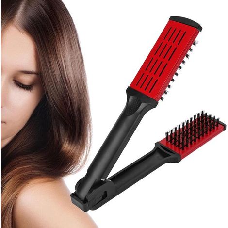 Questo pettine lisciante 2 in 1 presenta un design perforato a doppia faccia, antistatico, traspirante e resistente al calore per creare capelli lisci e dritti (1/5)