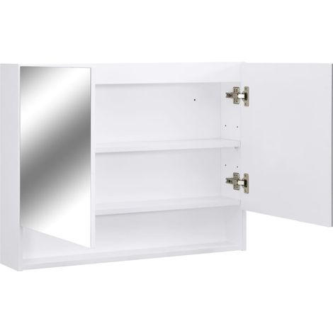 Armoire à miroir de salle de bain LED Blanc 80x15x60 cm MDF (1/5)