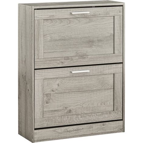 SoBuy FSR137-HG Schuhkipper Schuhablage Schuhschrank mit 2 Klappen Schuhregal schmal Schuhkommode BHT ca.: 60x79x23cm