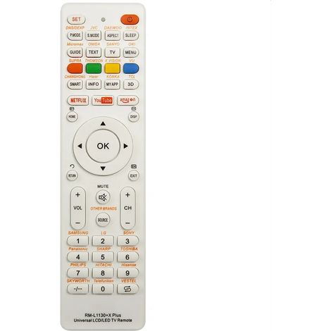 Télécommande de remplacement universelle RM-L1130+X pour téléviseurs RM-L113+12 et RM-L1130+8 (1/5)