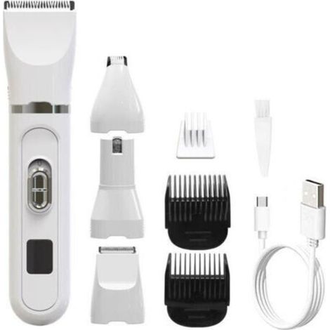 Kit de toilettage 4 en 1 pour chiens, tondeuse silencieuse pour pattes, tondeuse sans fil pour petits chiens, tondeuse électrique