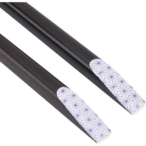 paire de baguettes en bois durables réutilisables, motif Sakura, style japonais (bleu) (1/5)