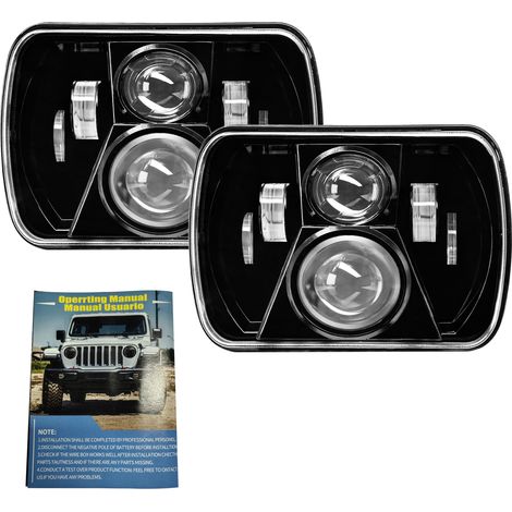 Fari a LED rettangolari da 7 pollici, 2 fari per auto 5x7 7x6 con anabbaglianti, protezione IP67, Plug and Play