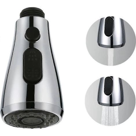 Douchette de robinet avec bouton d'arrêt, 3 types de jets rétractables, tête professionnelle pour évier de cuisine et mitigeur WC (1/5)
