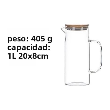 Bouteille thermos en verre épais (1L) avec couvercle en bambou et filtre réutilisable. (1/5)