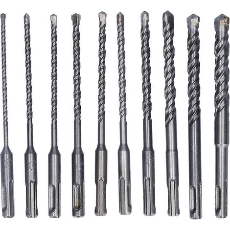 Steinbohrer-Set mit Hartmetallspitze für Bohrhammerarbeiten an Beton, 160 mm lang, 4–14 mm Durchmesser