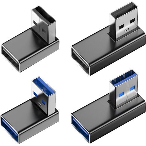 USB 90 Grad Winkelstecker, 4 Stück Adapter mit USB3.0, USB Winkelstecker für Datenübertragung Kompatibel mit PC, ordinateur portable, Powerbank und die meisten USB-Geräte (1/5)