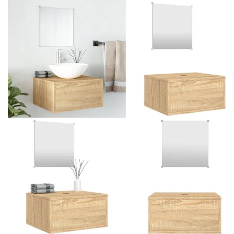 Ensemble de meubles salle de bain 2 pcs chêne bois d'ingénierie - Meuble Salle De Bain - Ensemble Salle De Bain - Rangement Salle De Bain - Armoire Salle De Bain - Miroir Salle De Bain - Home & Living (1/5)
