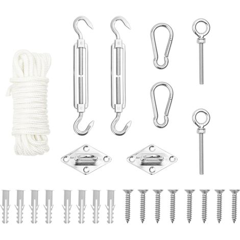 9-tlg. Sonnensegel Zubehör-Set Edelstahl