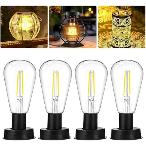 Set mit 4 Ersatz-Solarlampen (7 cm) für Gartenleuchten mit klarer LED-Birne, Ersatz-Solarpanel für Gartenleuchten, DIY-Solarlaterne (1/5)