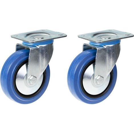 Drehrolle - PARNELLS - 125mm - Gummi - Blau - Set von 2