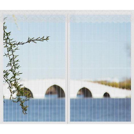 Zanzariera magnetica su misura per finestra, magneti potenti, chiusura automatica dall'alto verso il basso, senza spazi, rimovibile, facile da installare, 100x100 cm bianco [Classe di efficienza energ (1/5)