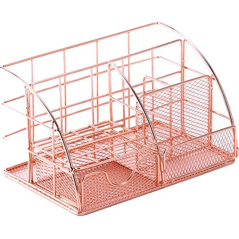 Organiseur de bureau en métal avec plateau à courrier, porte-stylo, organiseur de documents et tiroir, idéal pour le bureau,maison (1/5)