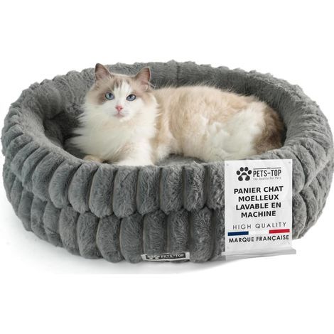 weiches, rundes Katzenkissen (60 cm), rutschfeste Unterseite, grau, für drinnen geeignet (1/5)