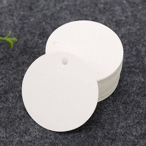 100 runde Kraftpapier-Anhänger (5 x 5 cm) mit Schnur für Hochzeitsgeschenke, Weihnachten, Geburtstage und Kommunion - KZQ