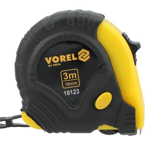 Nastro di misurazione arrotolato VOREL con rivestimento in gomma 3 m x 16 mm (1/4)